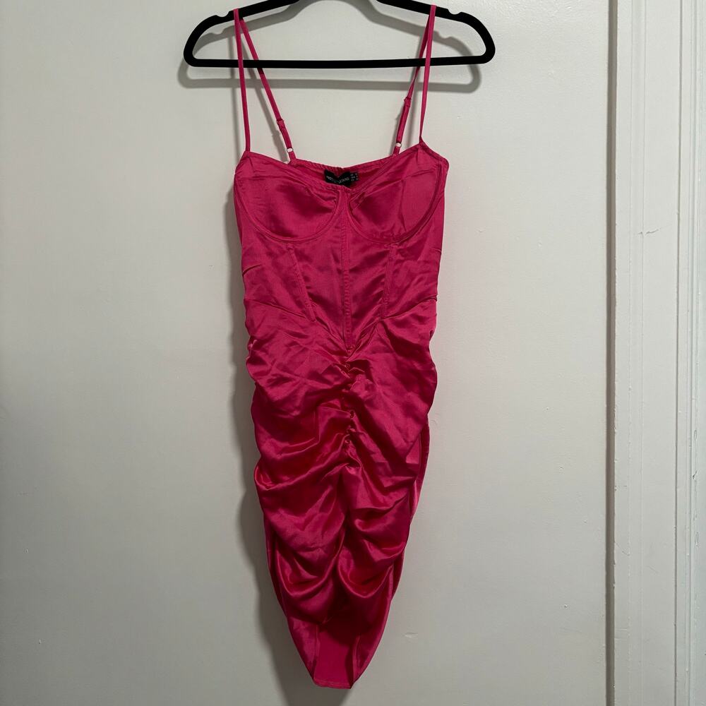 PrettyLittleThing Hot Pink Corset Style Mini Dress Size 8 NWT